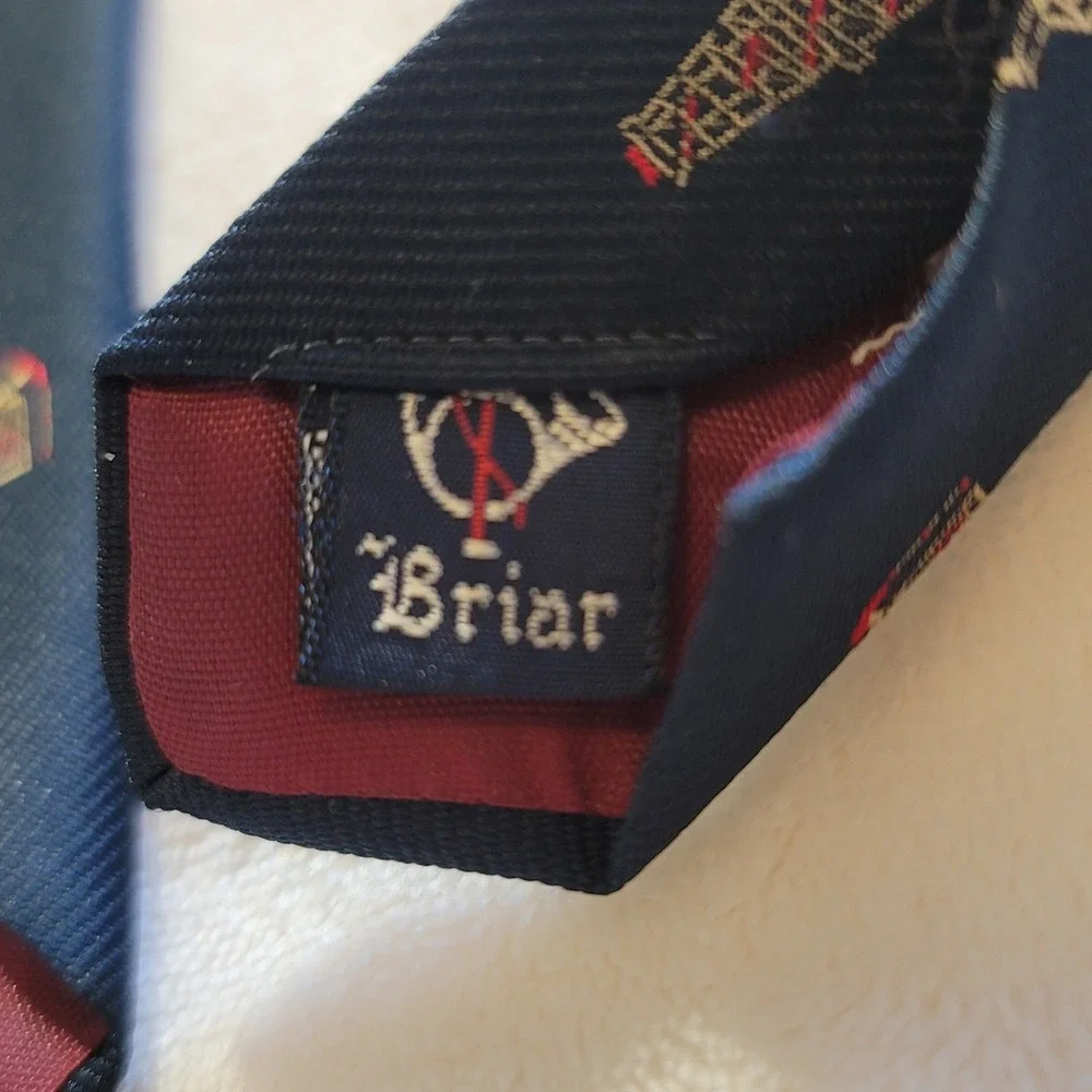 Briar Necktie Mens OS Navy Blue Oil Rig Digger Pumpjack Oilfield Silk Blend Tie